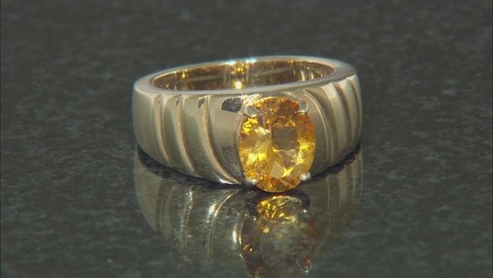 Yellow Citrine 18k yellow gold over sterling silver gent's ring 2.00ct Video Thumbnail