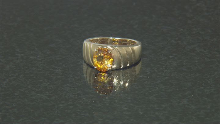 Yellow Citrine 18k yellow gold over sterling silver gent's ring 2.00ct Video Thumbnail