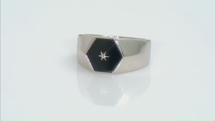 Black Onyx Rhodium Over Sterling Silver Mens Ring 1.70ct Video Thumbnail