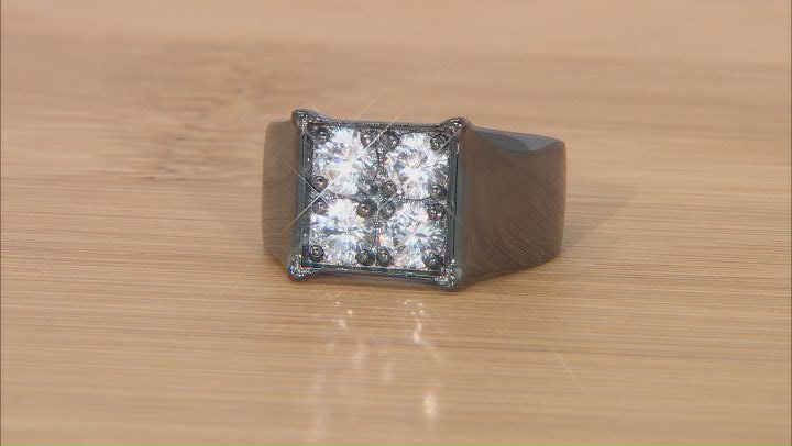 White Lab Created Sapphire, Black Rhodium Over Sterling Silver Men's Ring 1.95ctw Video Thumbnail