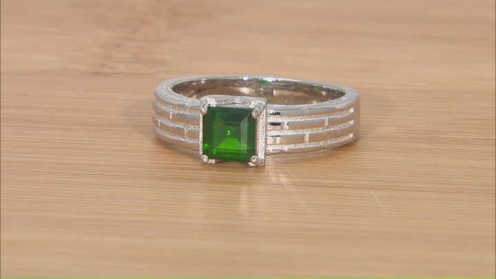 Green Chrome Diopside Rhodium Over Sterling Silver Men's Ring 0.86ct Video Thumbnail