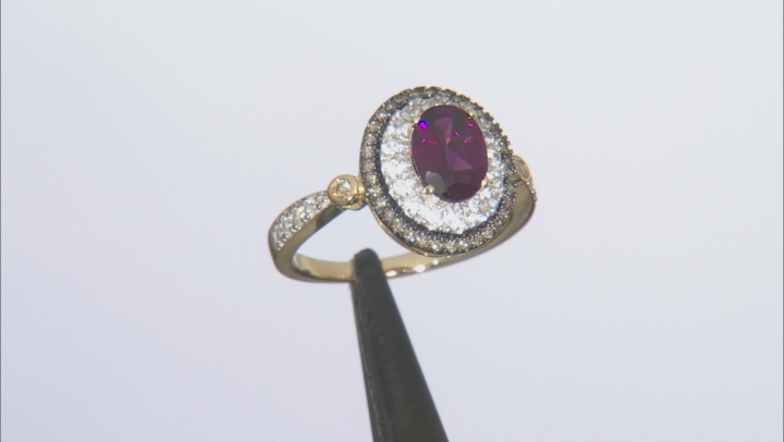 Purple Grape Color Garnet 10k Yellow Gold Ring 1.72ctw Video Thumbnail