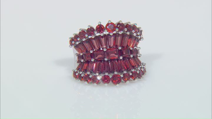 Red Garnet Rhodium Over Sterling Silver Ring 6.94ctw. Video Thumbnail