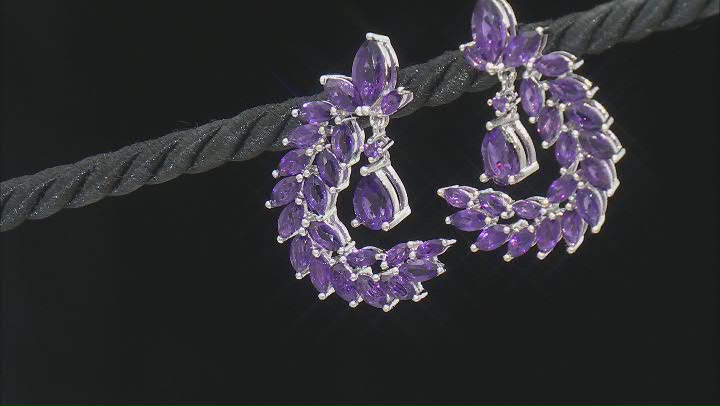 Purple Amethyst Rhodium Over Sterling Silver Earrings 7.31ctw Video Thumbnail