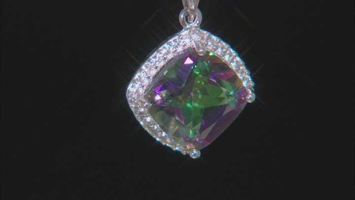 Mystic Fire® Green Topaz Rhodium Over Silver Pendant with Chain 3.24ctw Video Thumbnail