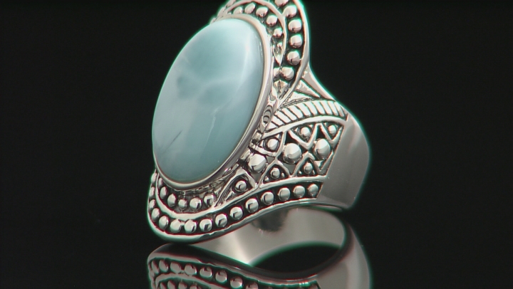 Blue Larimar Sterling Silver Ring Video Thumbnail