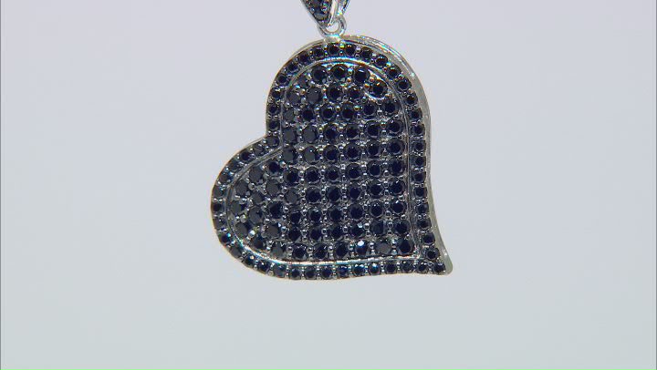 Black Spinel Rhodium Over Sterling Silver Pendant with Chain 3.74ctw Video Thumbnail