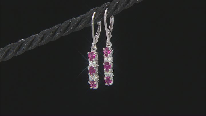 Pink Rubellite Sterling Silver Dangle Earrings .90ctw Video Thumbnail