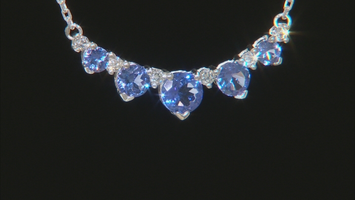 Blue Tanzanite Rhodium Over 18k White Gold Necklace 1.40ctw Video Thumbnail