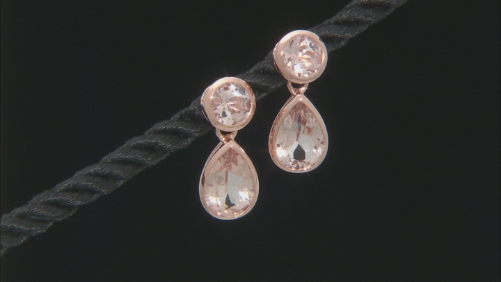 Pink Morganite 14k Rose Gold Earrings 4.50ctw Video Thumbnail