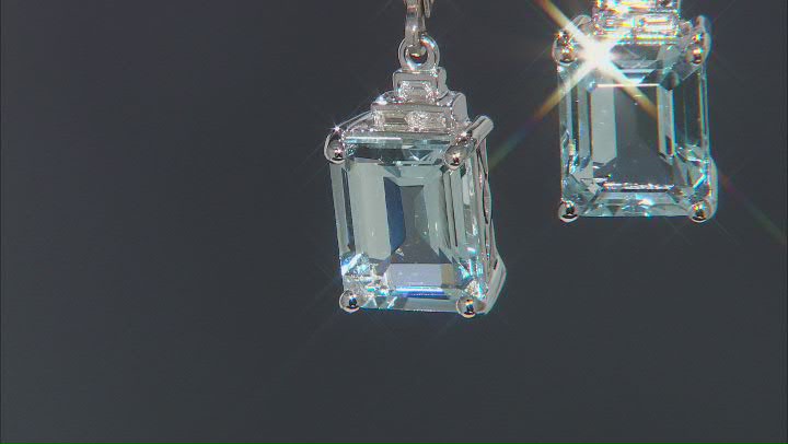 Blue Aquamarine Rhodium Over 14k White Gold Dangle Earrings 5.07ctw Video Thumbnail