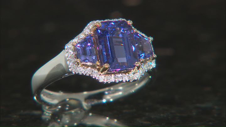 Blue Tanzanite With Diamond 14K Two-Tone Gold Ring 1.86ctw Video Thumbnail