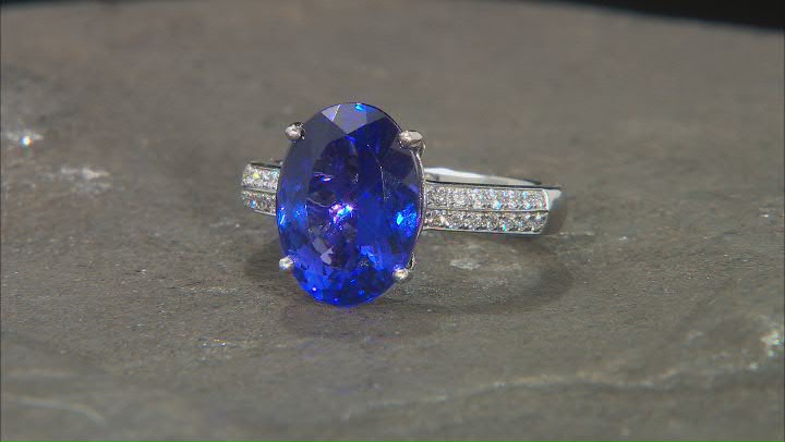 Blue Oval Tanzanite Platinum Ring 7.20ctw Video Thumbnail
