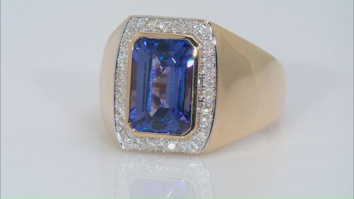 Blue Tanzanite 14k Yellow Gold Men's Ring 3.78ctw Video Thumbnail