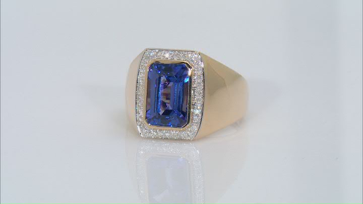 Blue Tanzanite 14k Yellow Gold Men's Ring 3.78ctw Video Thumbnail