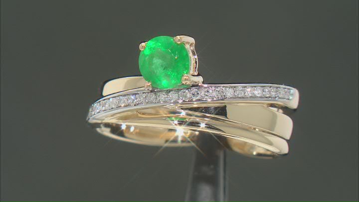 Green Emerald 10k Yellow Gold Ring 0.55ctw Video Thumbnail