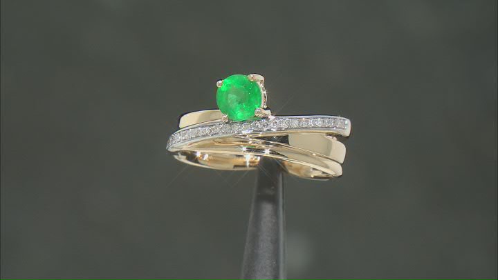 Green Emerald 10k Yellow Gold Ring 0.55ctw Video Thumbnail