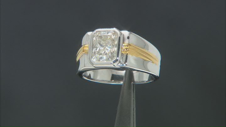 Moissanite Two Tone Platineve Mens Ring 2.70ct DEW Video Thumbnail