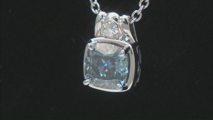 Blue And Colorless Moissanite Platineve Mens Pendant 3.40ctw DEW. Video Thumbnail