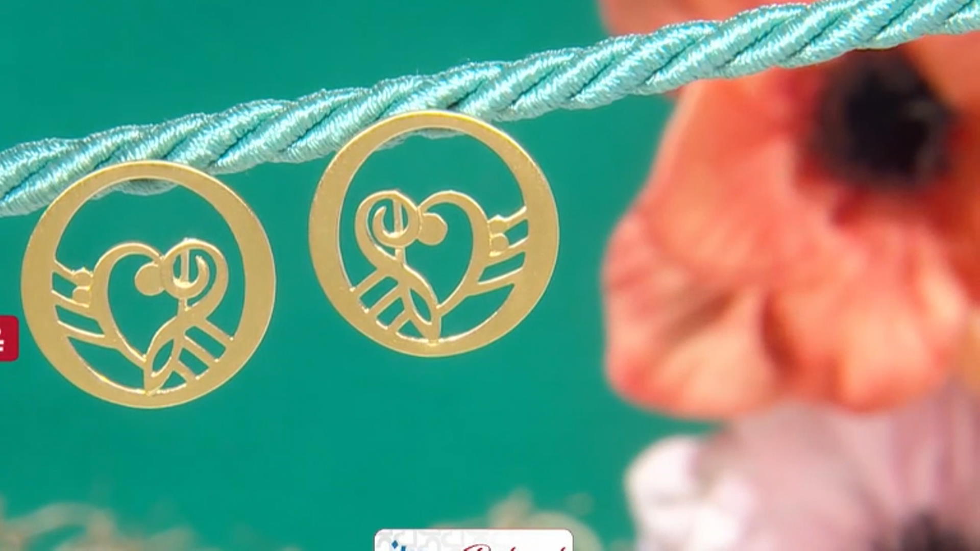 18K Gold Over Silver Heart Shape Music Clefs Earrings Video Thumbnail