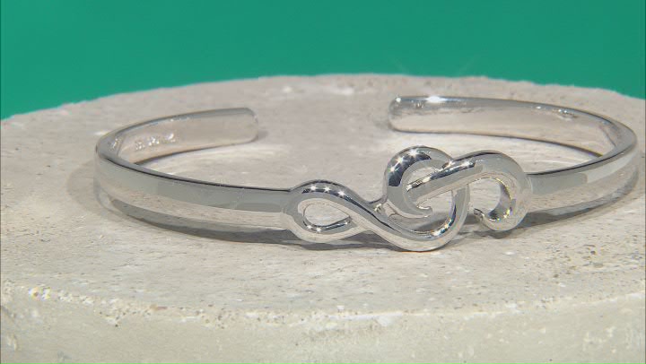 Rhodium Over Sterling Silver Treble Clef Bracelet
