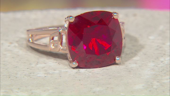 Lab Created Ruby 18K Rose Gold Over Silver Solitaire Ring 6.80ct
