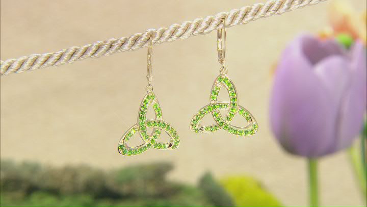 Chrome Diopside 18K Yellow Gold Over Sterling Silver Trinity Earrings 1.21ctw