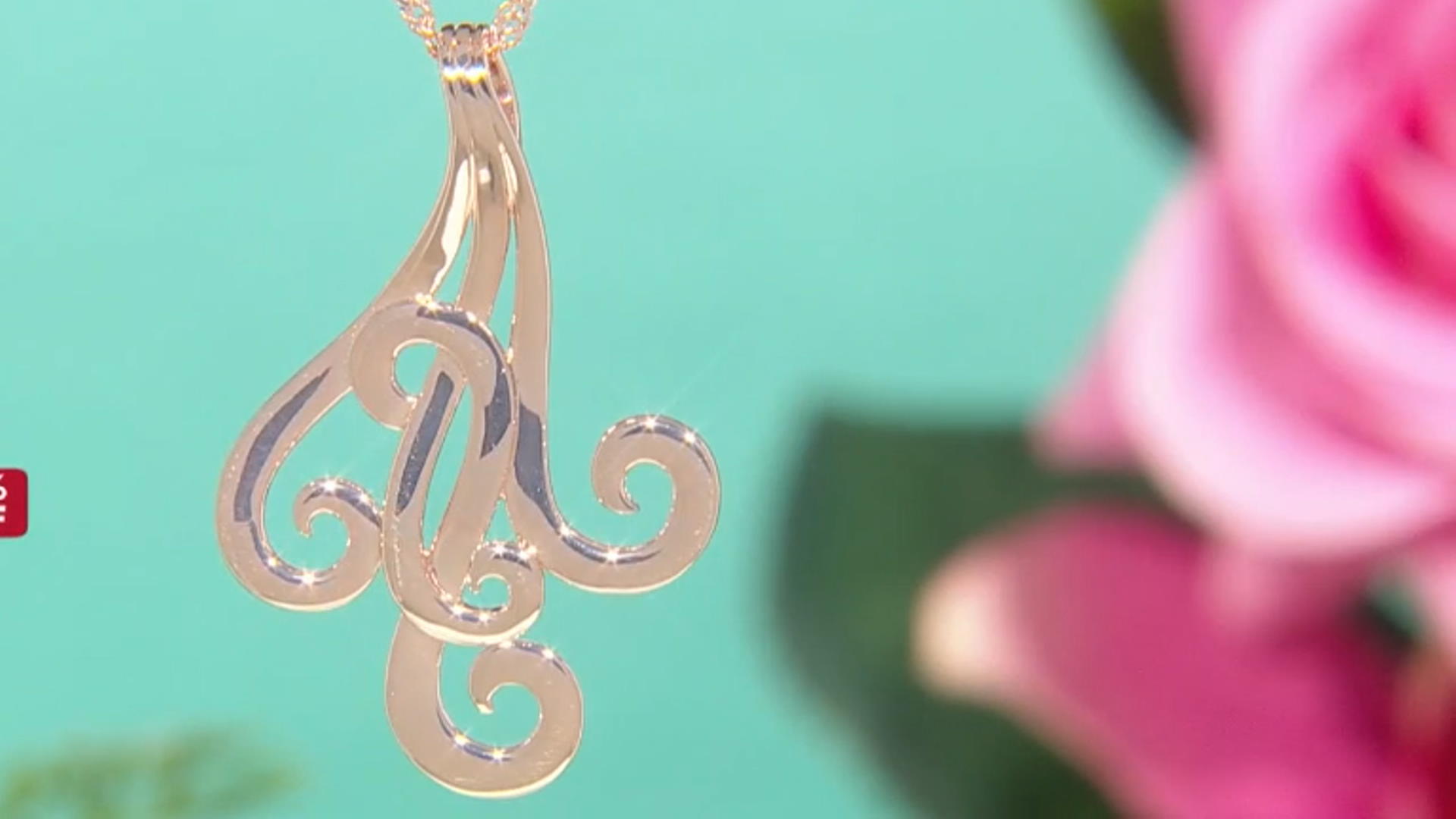 18K Rose Gold Over Sterling Silver Swirl Pendant With 18" Chain Video Thumbnail