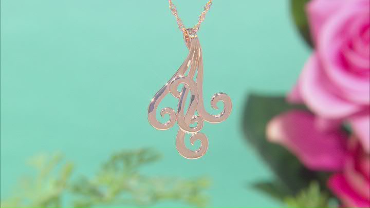 18K Rose Gold Over Sterling Silver Swirl Pendant With 18" Chain Video Thumbnail