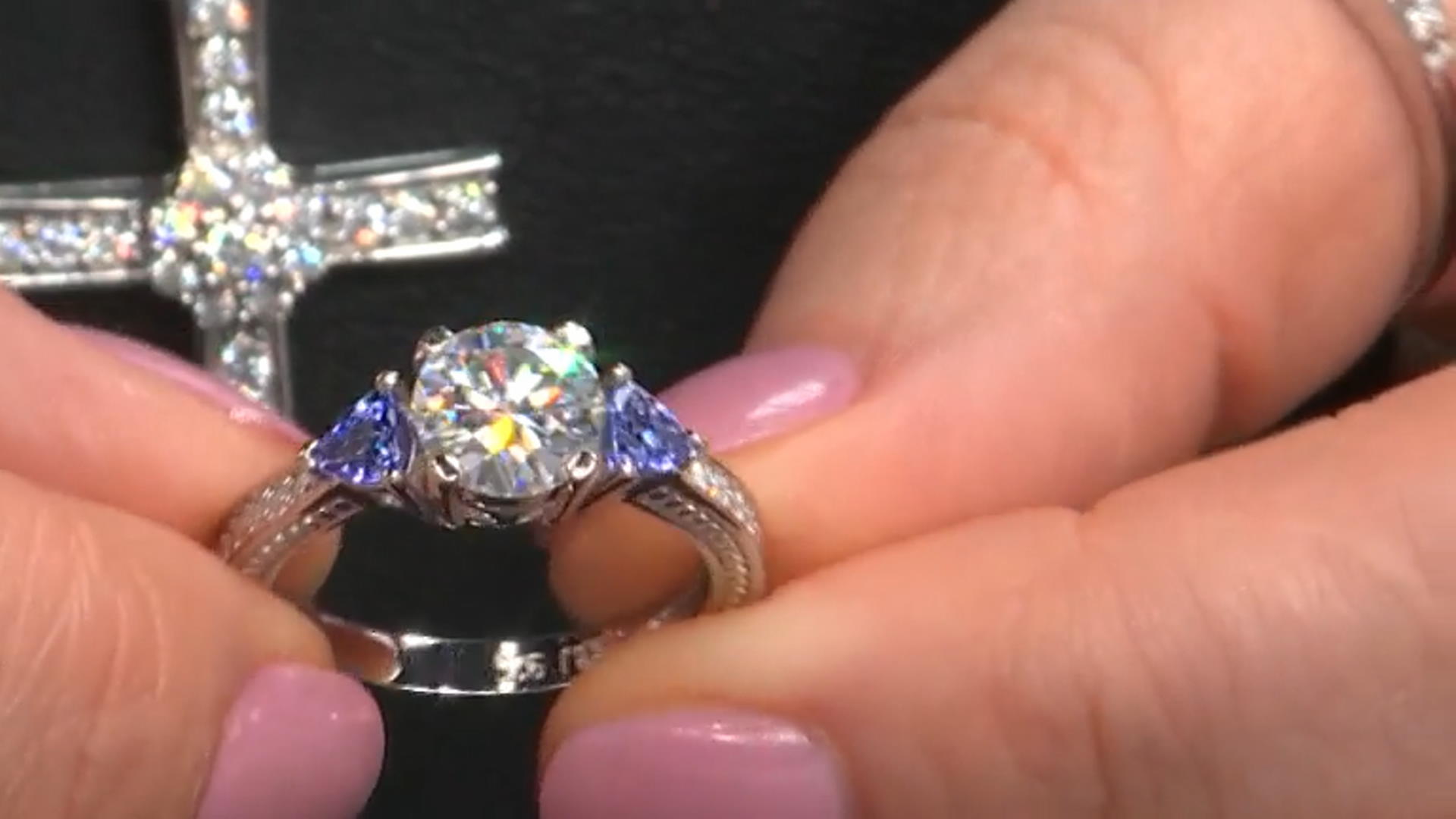 Moissanite And Tanzanite Platineve Ring 1.62ctw Dew Video Thumbnail