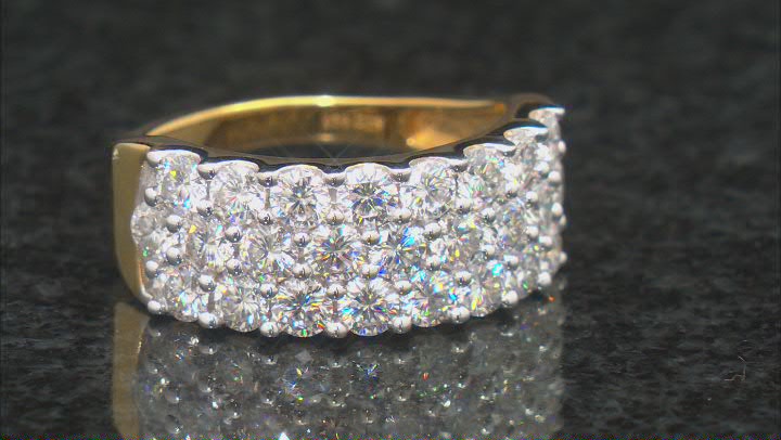 Moissanite 14k Yellow Gold Over Silver Wide Band Ring 2.50ctw DEW. Video Thumbnail