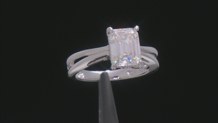 Moissanite And Blue Sapphire Platineve Ring 2.52ctw D.E.W Video Thumbnail