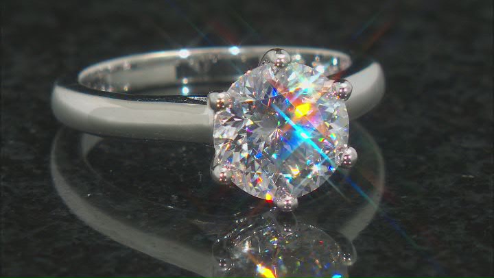 Moissanite Inferno cut Platineve ring 3.08ct DEW. Video Thumbnail