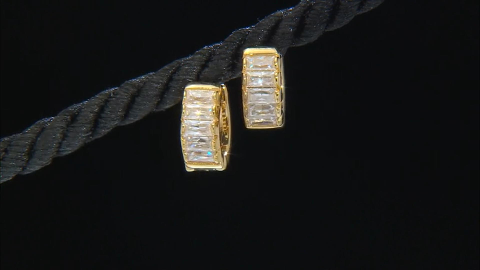 Moissanite 14k Yellow Gold Over Silver Hoop Earrings .90ctw DEW. Video Thumbnail