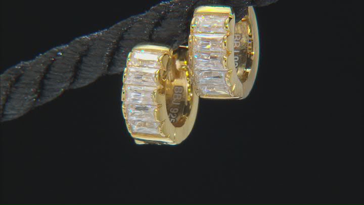 Moissanite 14k Yellow Gold Over Silver Hoop Earrings .90ctw DEW. Video Thumbnail