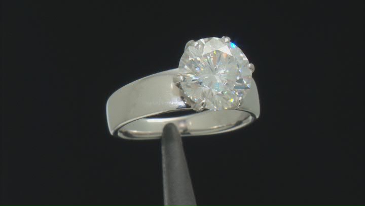 Moissanite Platineve Solitaire Ring 4.20ct DEW Video Thumbnail