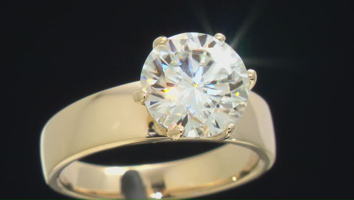 Moissanite 14k Yellow Gold Over Silver Solitaire Ring 4.20ct DEW Video Thumbnail