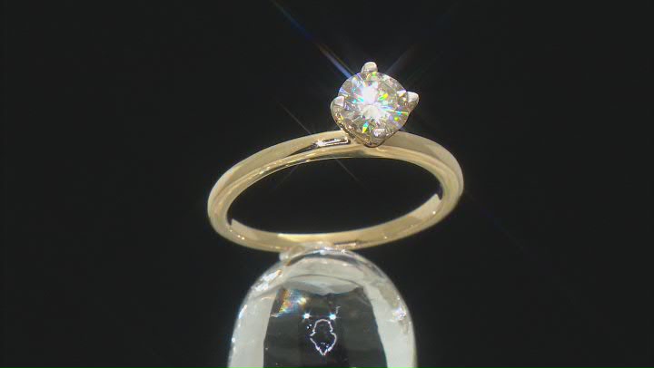 Candlelight Moissanite 14k Yellow Gold Over Silver Solitaire Ring .80ct DEW. Video Thumbnail