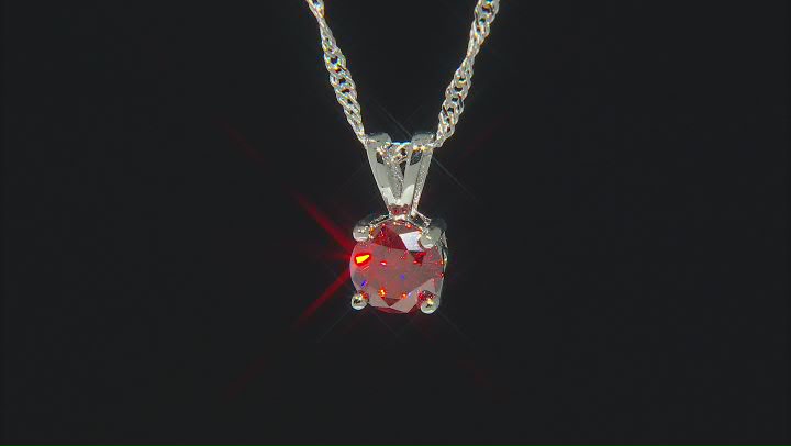 Red moissanite platineve solitaire pendant .80ct DEW. Video Thumbnail