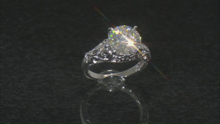 Moissanite platineve solitaire ring 4.20ct Video Thumbnail
