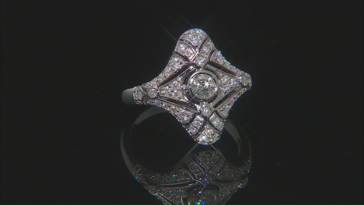 Moissanite platineve vintage style ring .95ctw DEW Video Thumbnail