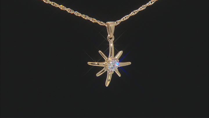 Moissanite 14k yellow gold over sterling silver star pendant .23ct DEW. Video Thumbnail