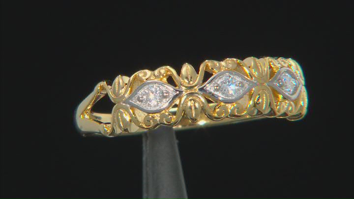 Moissanite 14k yellow gold over sterling silver band ring .09ctw DEW Video Thumbnail