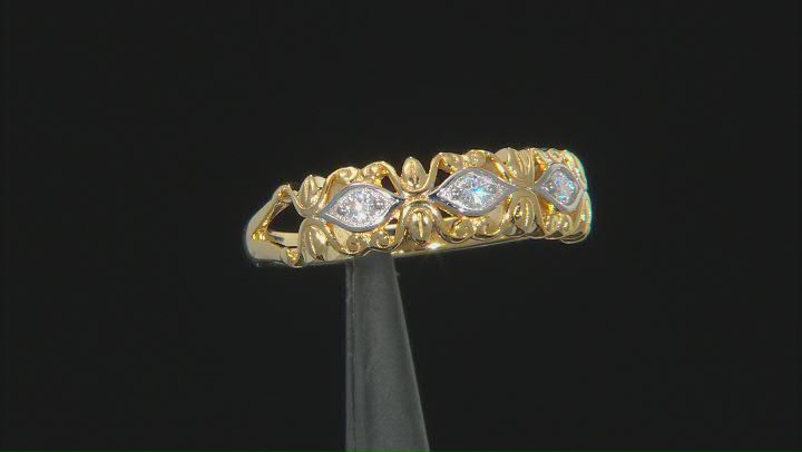 Moissanite 14k yellow gold over sterling silver band ring .09ctw DEW Video Thumbnail