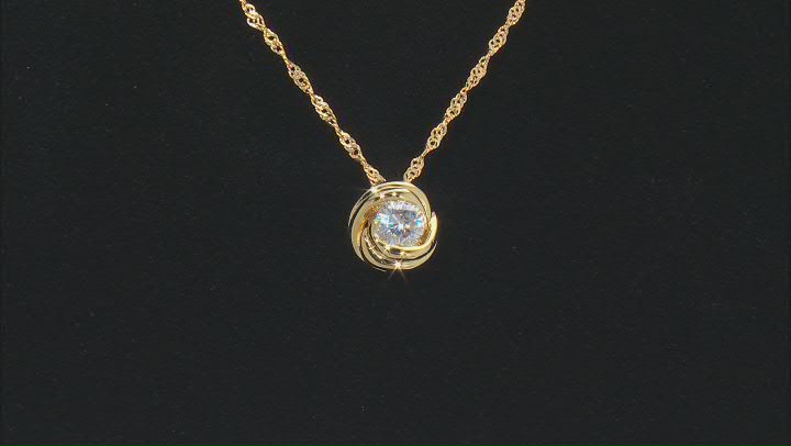 Moissanite 14k yellow gold over sterling silver love knot pendant .60ct DEW Video Thumbnail