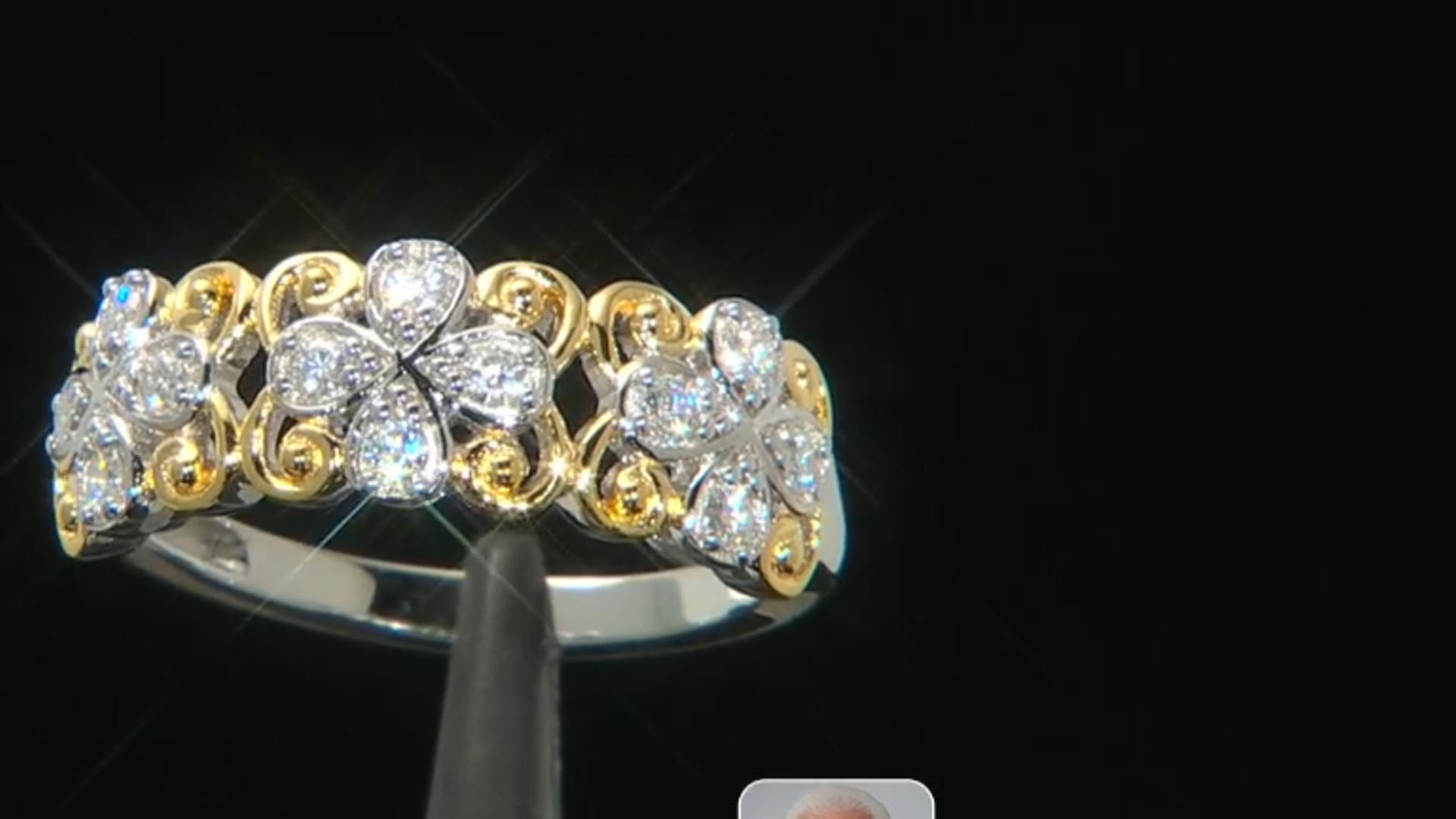 Moissanite platineve and 14k yellow gold over sterling silver ring .36ctw DEW Video Thumbnail