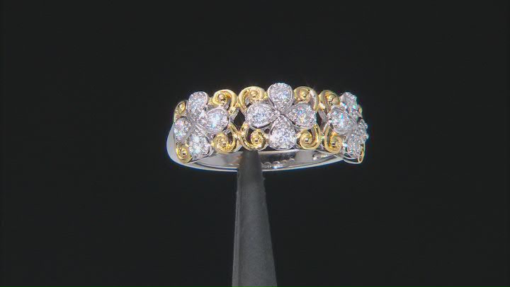 Moissanite platineve and 14k yellow gold over sterling silver ring .36ctw DEW Video Thumbnail