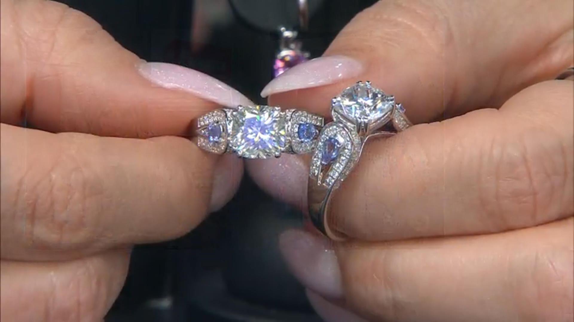 Moissanite And Tanzanite Platineve Ring 2.98ctw DEW Video Thumbnail