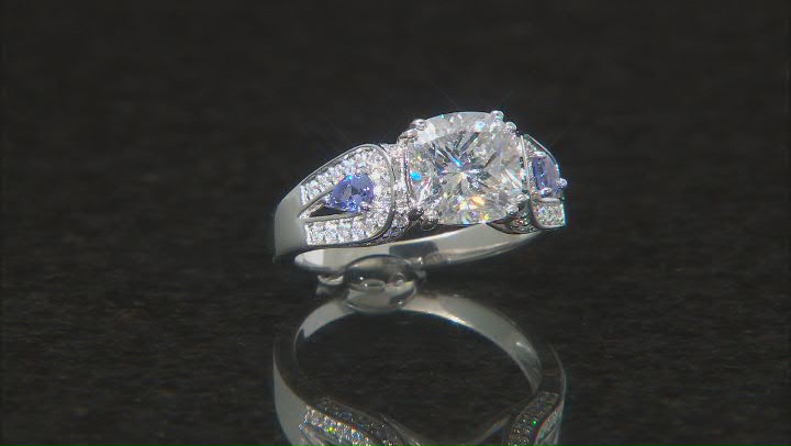Moissanite And Tanzanite Platineve Ring 2.98ctw DEW Video Thumbnail