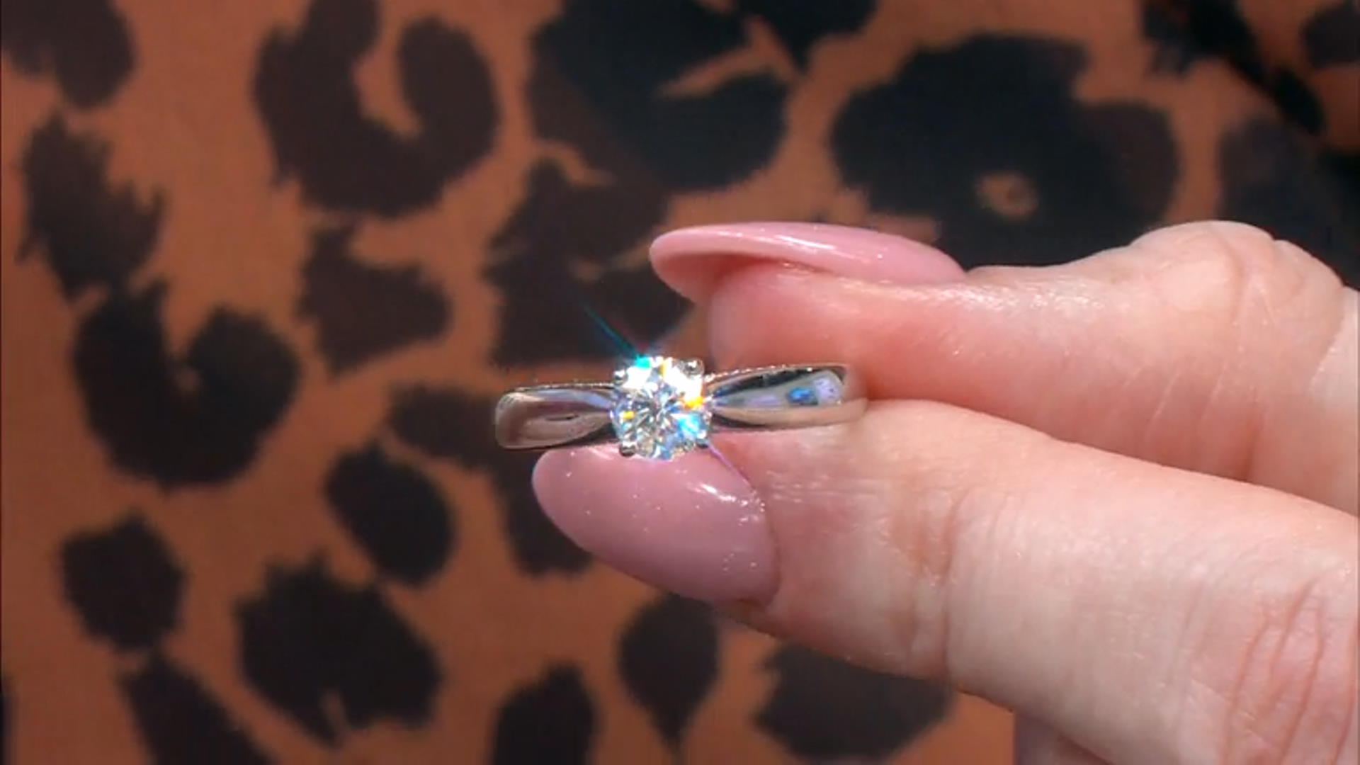 Moissanite Platineve Solitaire Ring .60ct DEW Video Thumbnail